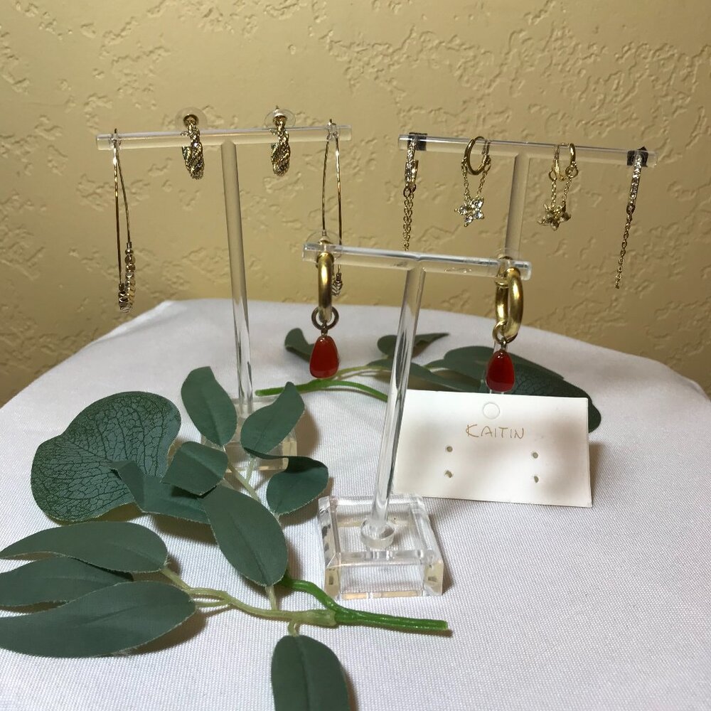 Gold Tone Fashion Pierced Earrings - Lot of 5